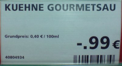 Preisschild: Gourmetsau